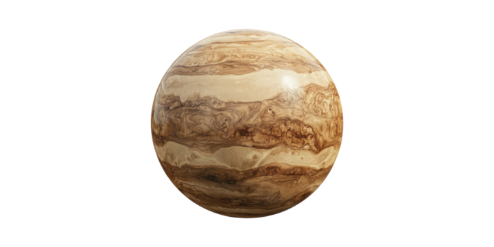 Wooden sphere with natural grain patterns isolated on transparent background - Powered by Adobe