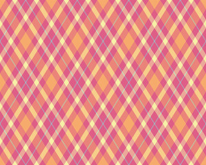 Vibrant diagonal plaid pattern in warm pastel hues.  Perfect for textile design, website backgrounds, or crafting projects. This cheerful, repeating texture evokes feelings of warmth and comfort.