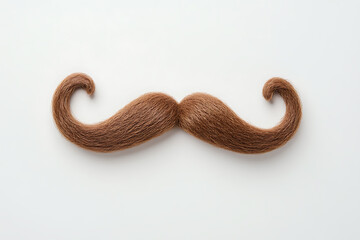 Obraz premium Elegant brown mustache with curled ends against a neutral background, perfect for adding a touch of retro style or humor to your project.