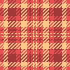 Warm, inviting red and beige plaid pattern.  Perfect for textile design, autumnal backgrounds, or crafting projects. This seamless texture evokes feelings of comfort and nostalgia.