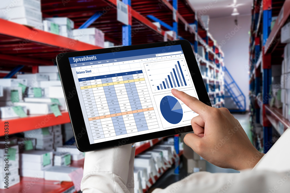 Poster spreadsheet document information financial startup concept. data and graphs in spreadsheet documents