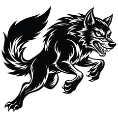 sports running wolf with extreme power vector art
