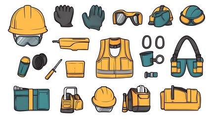 Safety Gear Icon Set