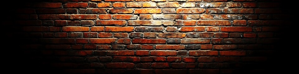 Obraz premium A warm, rustic brick wall with a faded central area for text