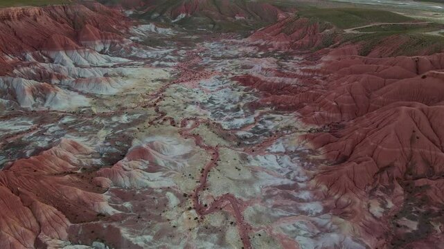 drone in valley of the moon in argentina traveling in cusi cusi jujuy