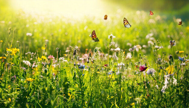 Campo con mariposas