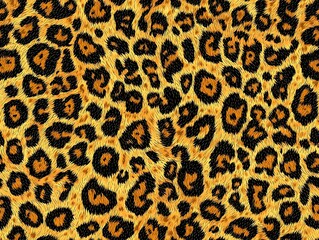 Striking leopard print pattern featuring distinctive spots and bold colors that evoke wildness and natural beauty