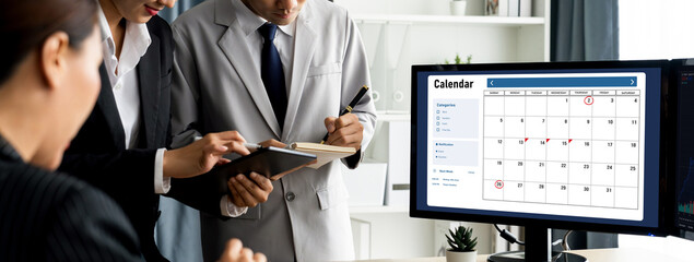 Calendar on computer software application for brisk schedule planning for personal organizer and...