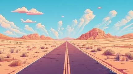 Desert Road Trip: A Colorful Landscape Painting