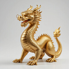Golden Chinese Dragon Statue Standing Tall Symbol of Power and Luck