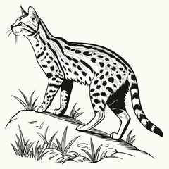 Realistic vector illustration of a full-body California Spangled cat.