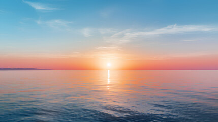 beautiful sunrise above calm ocean surface