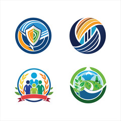 Abstract Circular Logos Shield, Growth, Family, Nature