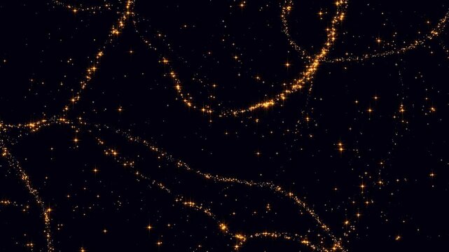 abstract dark luxury gold pattern motion background with golden glitter shiny stars and bokeh lights and particles, holiday christmas new year social media template	