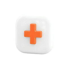 Obraz premium 3d orange plus icon inside a white circular button, high quality png isolated on transparent background