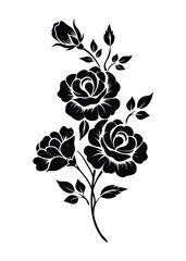 Elegant Black and White Floral Rose Illustration