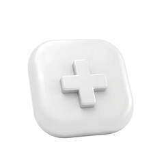 Obraz premium 3d white plus icon inside a rounded square button, high quality png isolated on transparent background