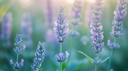 Obraz premium Beautiful lavender flowers field summer nature photography sun herb soft calm bloom plant image light
