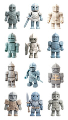 Naklejka premium PNG plastic knight toy figurine element set, transparent background