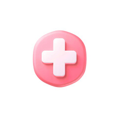 Obraz premium 3d pink plus button with a rounded design, soft glossy finish, and a slightly embossed appearance, high quality png isolated on transparent background