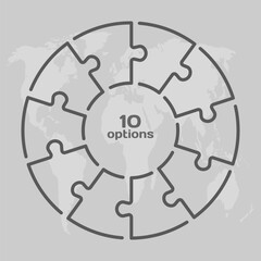 Circle diagram infographic in 10 steps or options