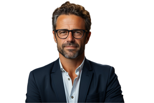 Happy Businessman Standing – Confident and Accomplished