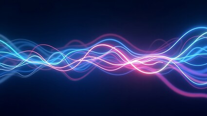 Fototapeta premium Abstract neon wavy motion background. Generative Ai.