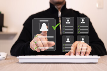 Human resource management (HR) technology verifies online CV to choose the perfect employee for the...