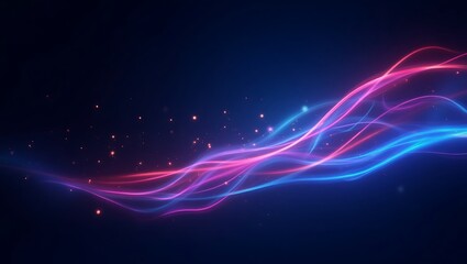 Abstract neon wavy motion background. Generative Ai.