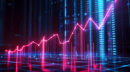 Futuristic Business Growth Chart with Light Effects