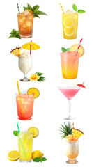 PNG Summer cocktail drink set, transparent background