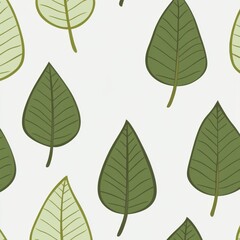 Obraz premium A pattern of green leaves on a light background, creating a fresh and natural vibe for design projects.