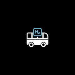 Hydrogen bus  icon, clean transport  isolated on black background