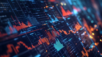 Futuristic Data Visualization Abstract Tech Background with Dynamic Charts