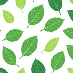 Fototapeta premium A vibrant pattern of green leaves on a white background, showcasing various shades of green and leaf shapes.