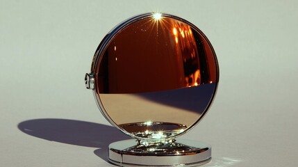 Bronze mirror reflecting light, studio shot