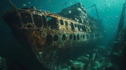 ancient ship sunk under the sea