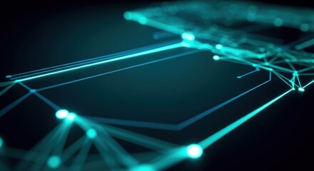 Naklejka premium Futuristic digital interface design with glowing lines and nodes