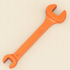 A vibrant orange wrench on a light background, symbolizing tools and craftsmanship in a modern setting.