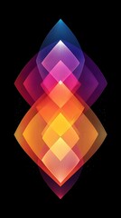 Abstract symmetrical diamond shapes bold colors with glowing accents for futuristic designs