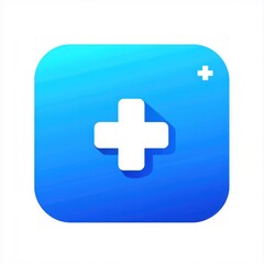 Fototapeta premium A modern blue app icon featuring a stylized white plus sign, representing health or addition.