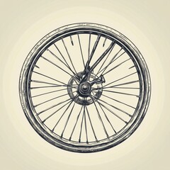 Naklejka premium Close-up of a bicycle wheel, showcasing intricate spokes and a vintage aesthetic.