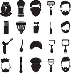 Barber shop icon isolated on black and white silhouette 