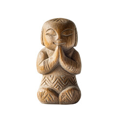 Obraz premium Handcrafted Wooden Figurine with Praying Hands and Serene Expression