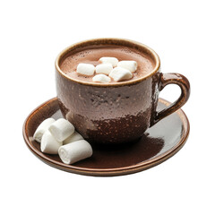 Hot Chocolate with Marshmallows in a Cozy Ceramic Cup and Saucer