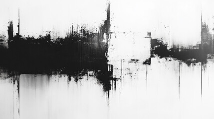 Seamless broken printer streaks with faded low ink toner lines create a transparent overlay texture. Abstract glitch pattern evokes dystopia, grunge, and modern gritty, blurry photocopy errors.

