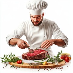 Chef preparing a seasoned prime rib roast