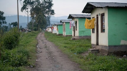 Rural African Homes along Dirt Road