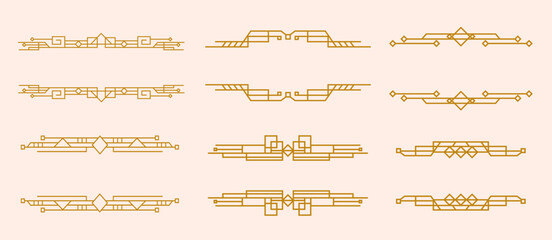 Obraz premium Art Deco Line Gold Borders Dividers Set