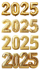 PNG New Year 2025 elements, set on transparent background